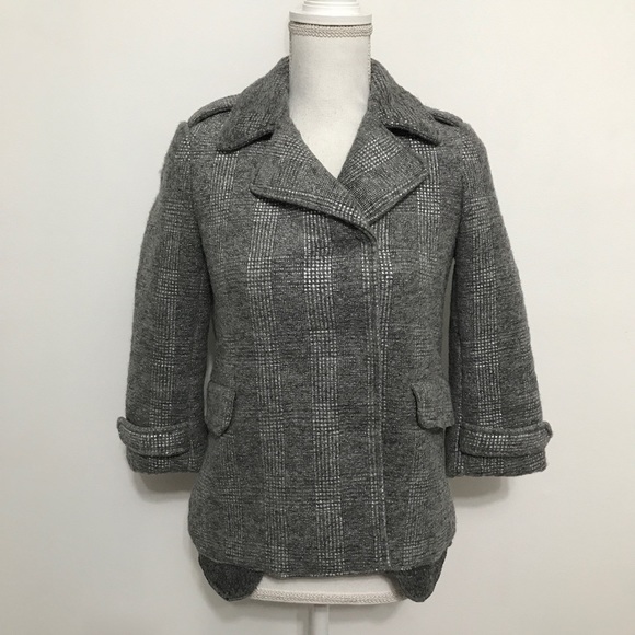 Gryphon New York Shrunken Peacoat in Silver Plaid